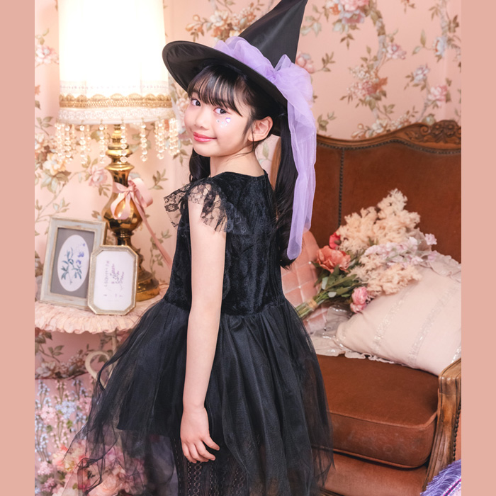  Kids nowa-ruwichi. женщина чёрный wichi шляпа шляпа One-piece костюмированная игра костюм Halloween маскарадный костюм детский ребенок детский сад . ученик начальной школы девочка 120 140