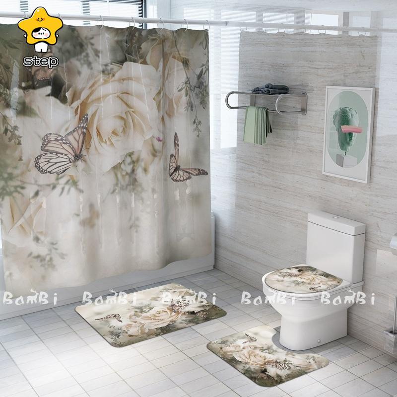  toilet mat set 3 point toilet mat bath mat toilet cover cover Northern Europe feng shui white 