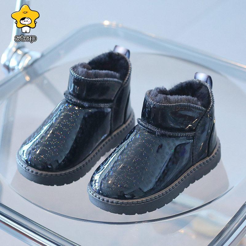  мутон ботинки короткие сапоги Kids девочка мужчина детский симпатичный стандартный простой боа ботинки обратная сторона ворсистый теплоизоляция боты надеть обувь ... красочный 