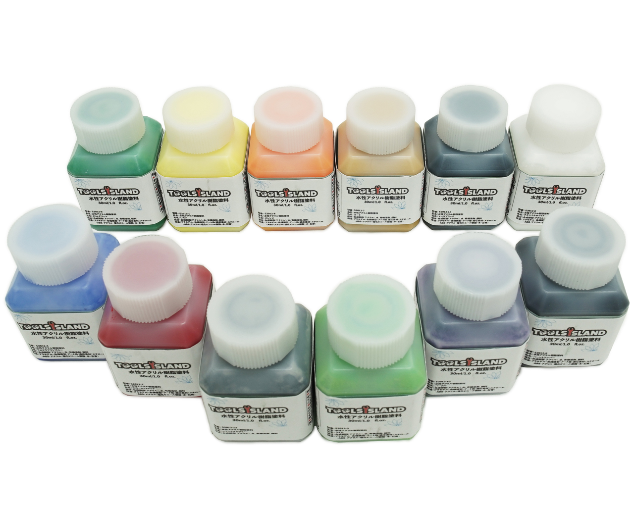Toolsisland （ツールズアイランド） 水性アクリル樹脂塗料 エアブラシペイント エアブラシ用塗料 プラモデル 水性 30ml×12色 水性、アクリルの商品画像