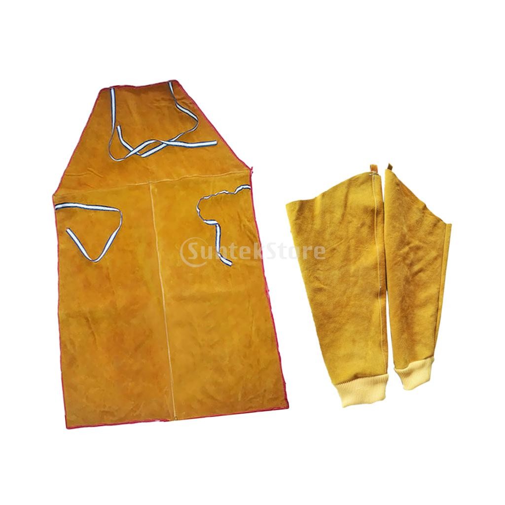 2 point entering welding apron insulation protection for protective clothing burn measures heat-resisting . sleeve cuffs fire prevention enduring fire cover heat-resisting fire. flour prevention 