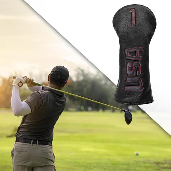 PU кожа Golf дерево крышка головки цилиндров Driver 13X fairway Woods черный красный 1