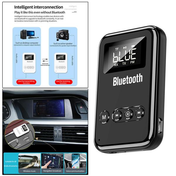 Bluetooth 5.0 адаптор радиопередатчик приемник,FM300mAh LED экран, низкий задержка, машина Home для поддержка TF карта 
