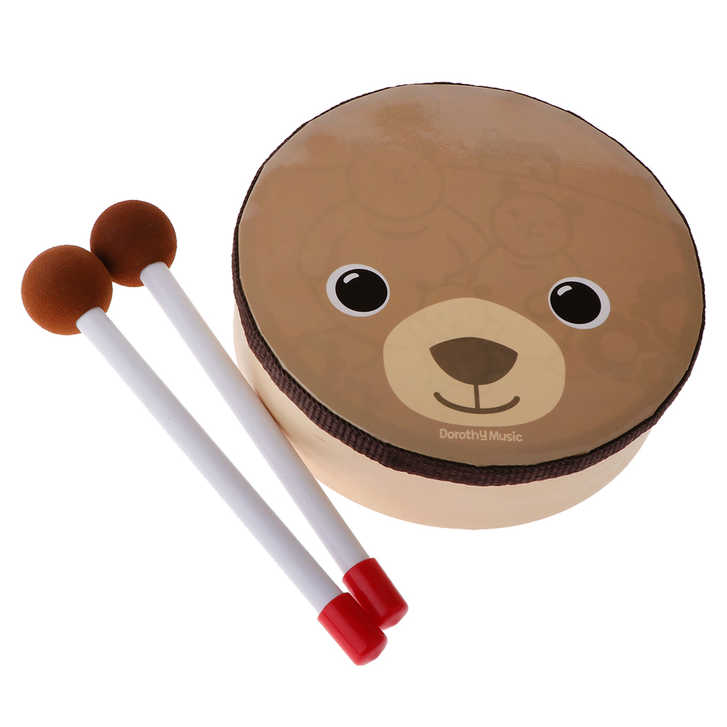  hand drum drum mallet attaching bear music toy intellectual training toy musical instruments Kids for present 