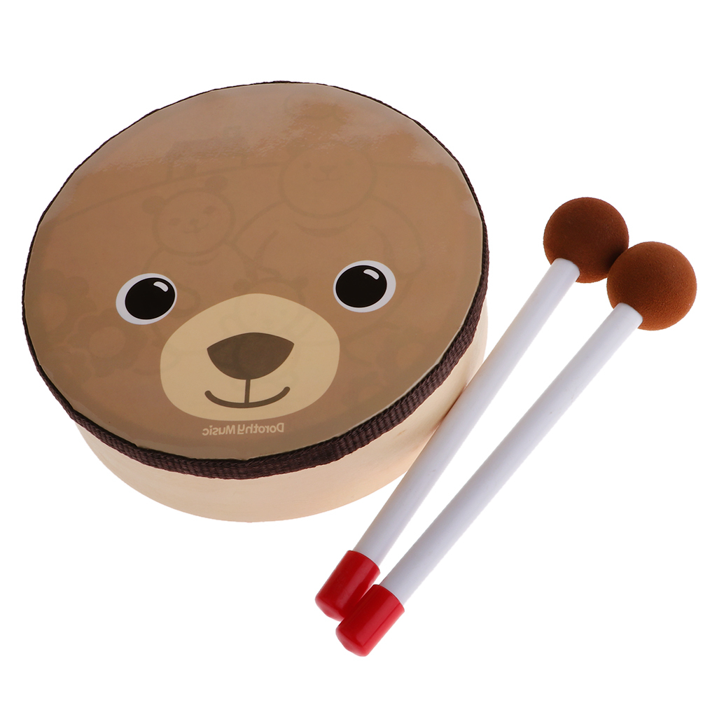  hand drum drum mallet attaching bear music toy intellectual training toy musical instruments Kids for present 