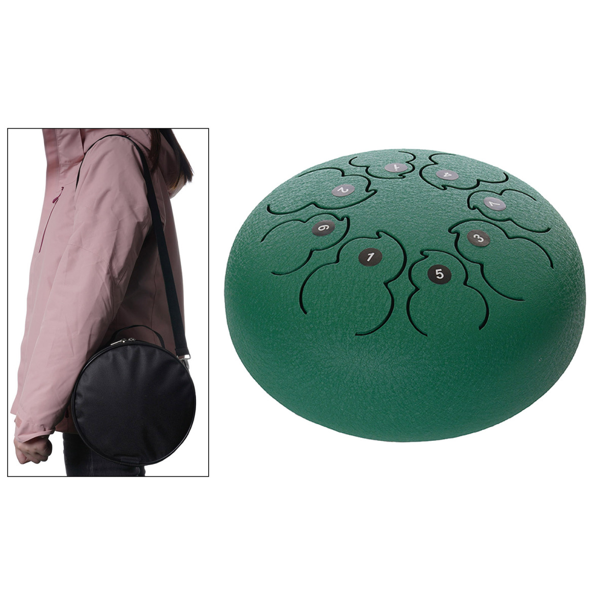  steel . drum 8 -inch 8 Note c- key handpan drum bag. cup ru. bell z music education concert yoga .. therefore. wai pin g Cross. green 