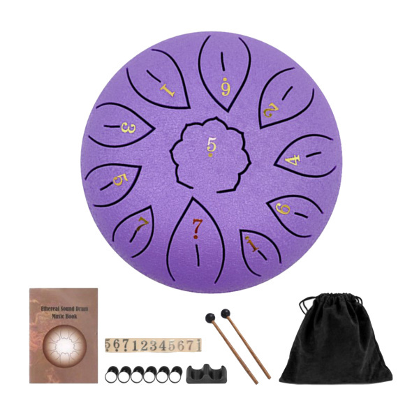  Mini 6 -inch steel tang drum . carryig bag music education gift present purple 