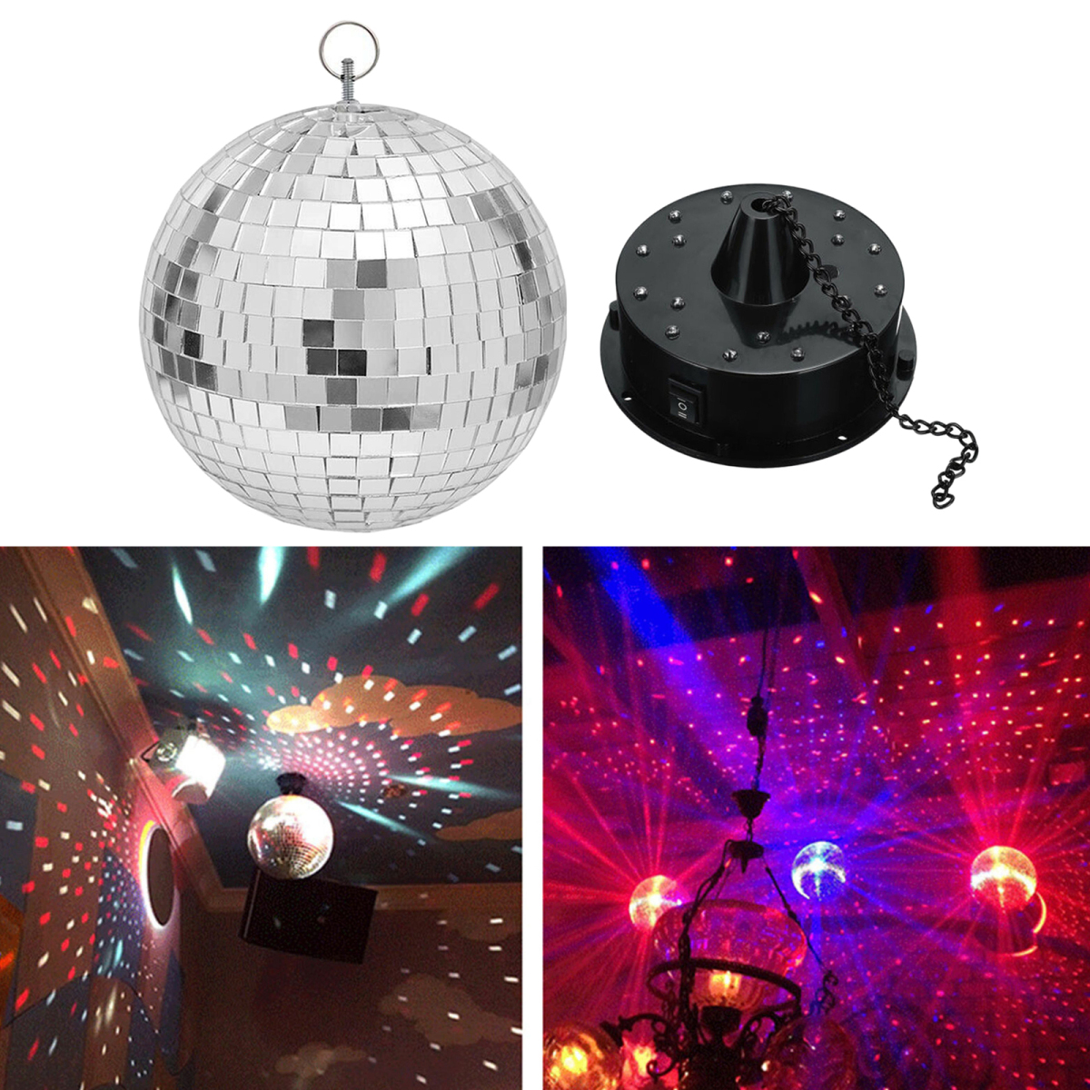  вращение зеркало disco мяч motor висячий DJ зеркало отражающий лампочка электро- 