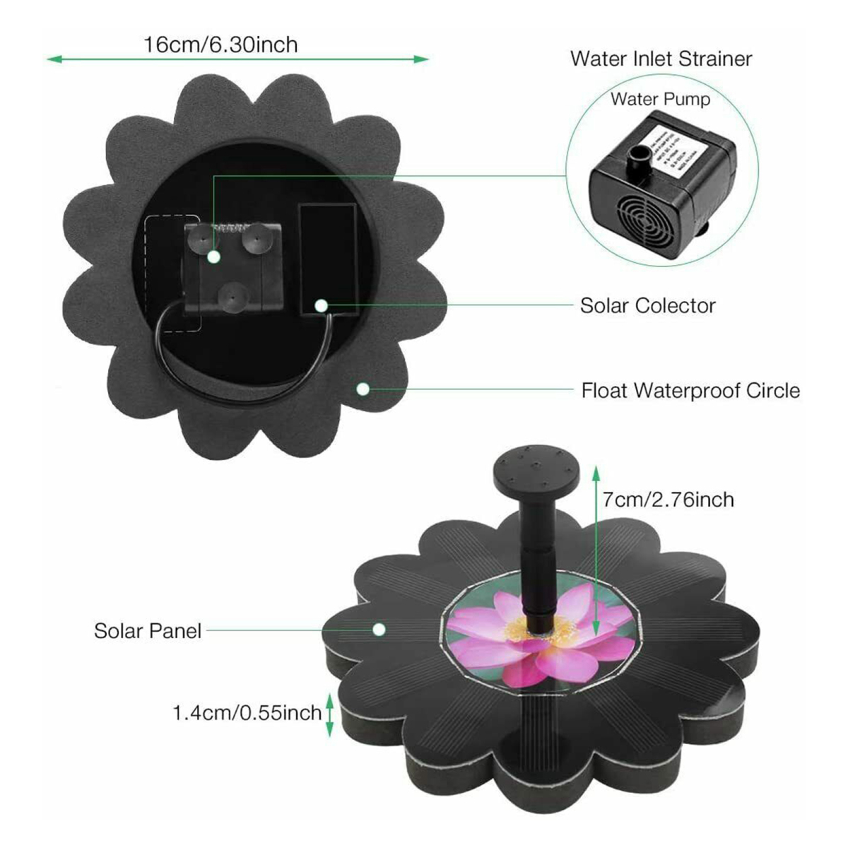  solar fountain pump.5 nozzle another. water style. outdoors floating solar fountain pump . pool 