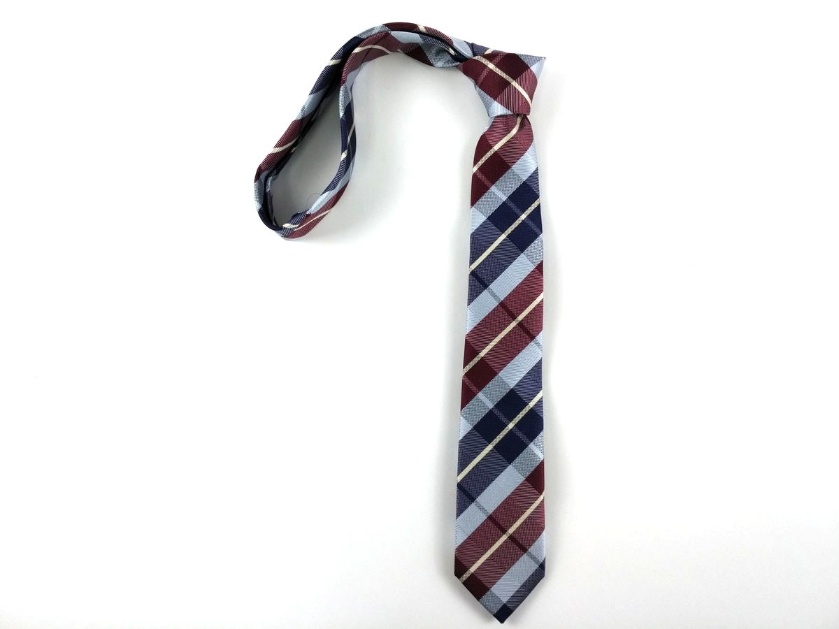  узкий галстук маленький галстук tartan проверка голубой × вино серия DM рейс бесплатная доставка 