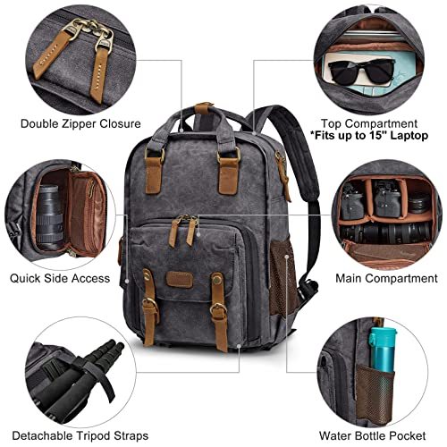 S-ZONE カメラリュック カメラバッグ バックパック 2気室 防水 大容量 一眼レフ用 撮影用品収納 防振 外出 旅行 三脚取付可 横側取り出し ZONE カメラリュック カメラバッグ バックパック 2気室 防水 大容量 一眼レフ用 撮影用品収納 防振 外出 旅行 三脚取付可 横側取り出し