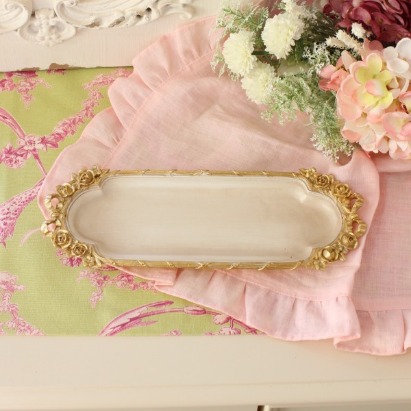  jewelry tray tray case accessory tray rose ribbon (851) Gold high class ro here style rose rose antique manner Classic gift import miscellaneous goods .