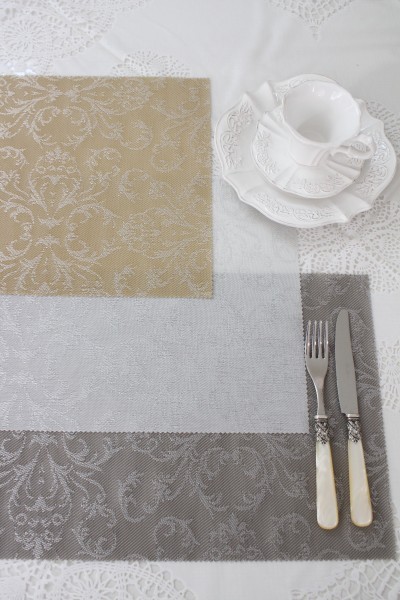  place mat PVCala Beth k pattern stylish vinyl made [ white * beige * gray ]. repairs easy da mask pattern p race mat antique table ma