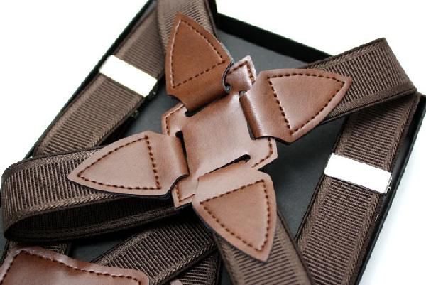  ho ru Star suspenders ( gun type suspenders ) men's suit fake leather / dark brown ( Brown made in Japan ( )