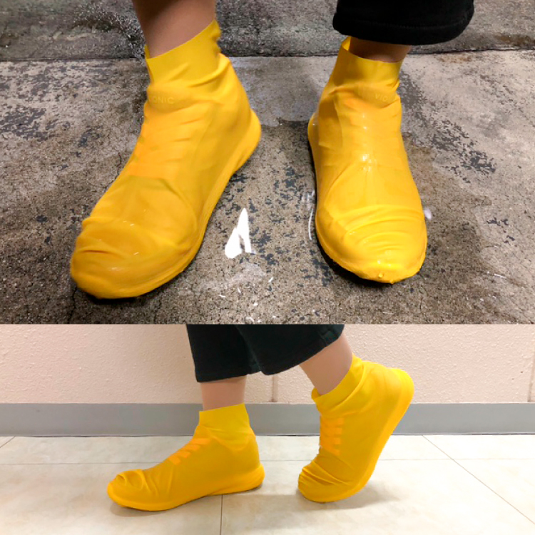 3 pairs set natural la Tec s100% waterproof shoes covers M size yellow color yellow conspicuous rain slide . not mobile disposable infection control measures boots 25~28cm