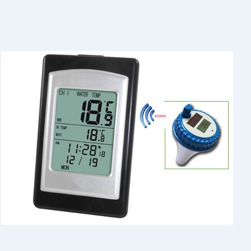  water temperature gage solar wireless pool thermometer waterproof digital LCD backlight 