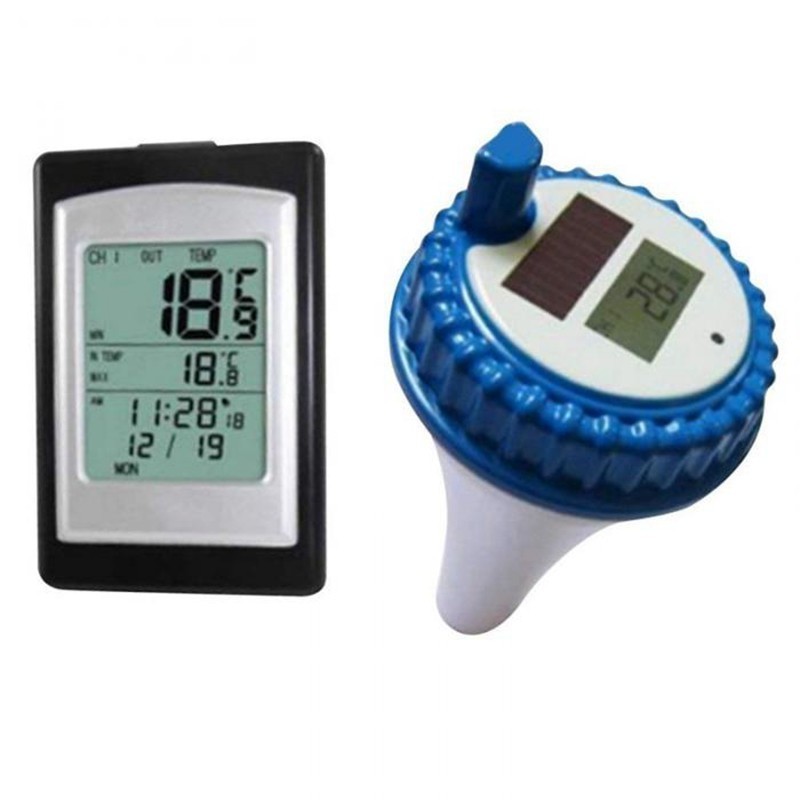  water temperature gage solar wireless pool thermometer waterproof digital LCD backlight 