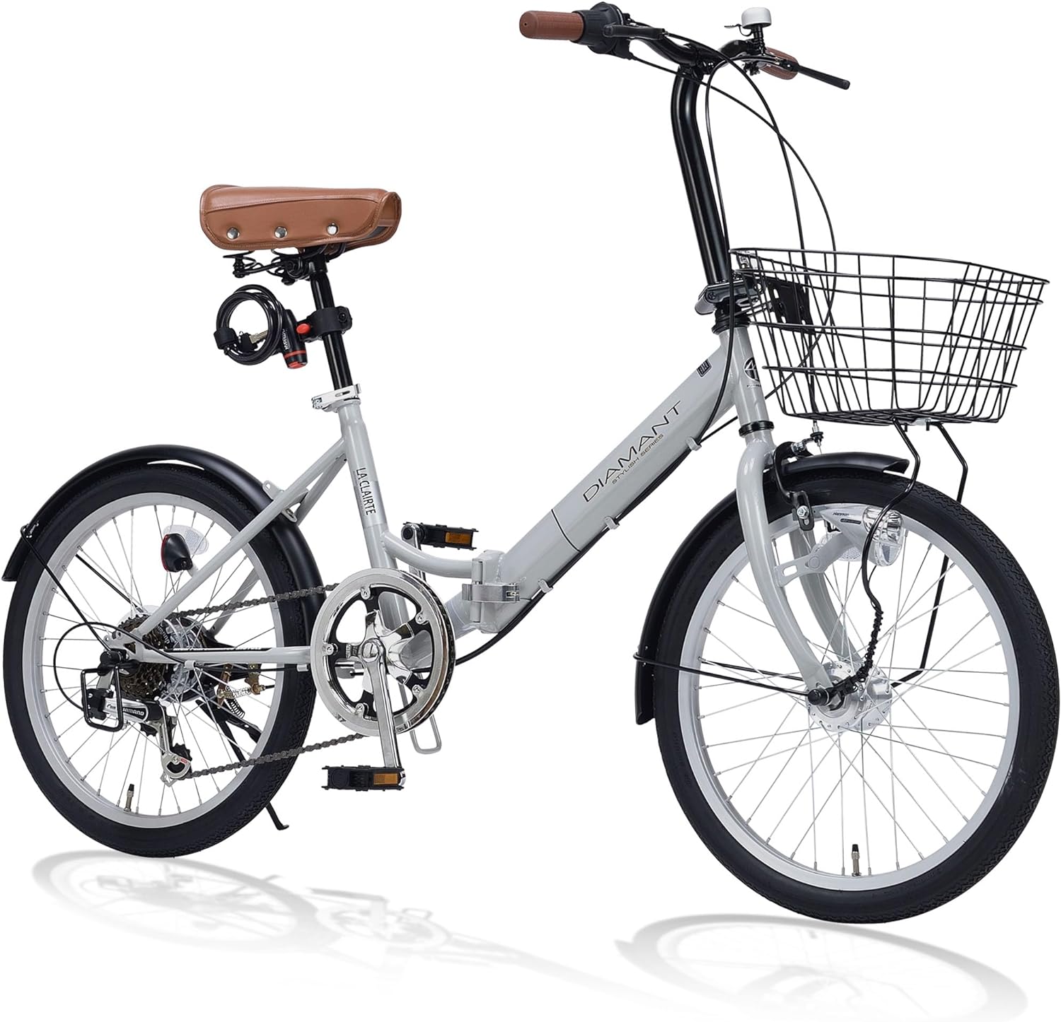  my palas foldable bicycle 20 -inch MF207 LA CLAIRTE gray ju all-in-one *6SP stylish change speed gear attaching automatic light [ Honshu only free shipping ]