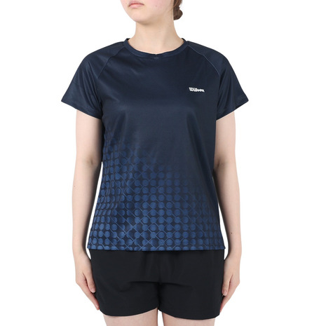  Wilson (Wilson)( lady's ) tennis wear lady's Shinestar panel T-shirt ultra-violet rays .. proportion 90% and more UV cut ultra-violet rays measures . water speed .413260