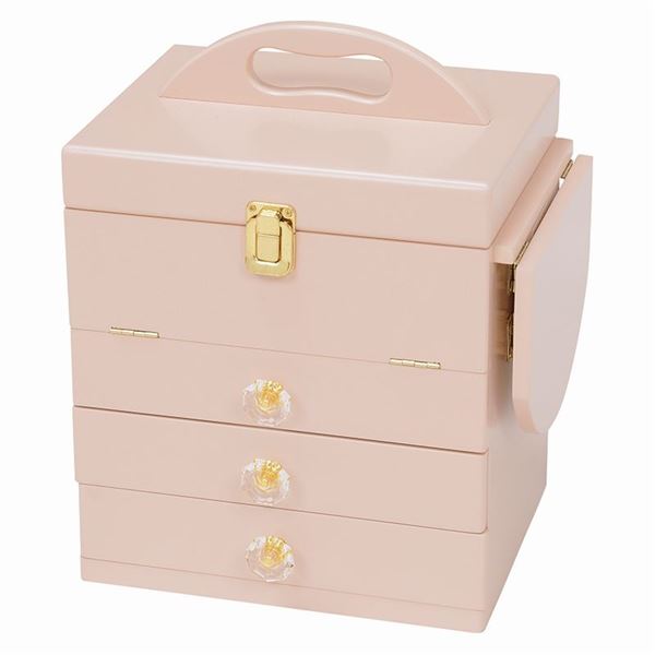  большая вместимость cosme box ящик для косметики розовый ширина 26cm держать рука выдвижной ящик Mini стол три поверхность зеркало имеется bed салон living ( оплата при получении не возможно )