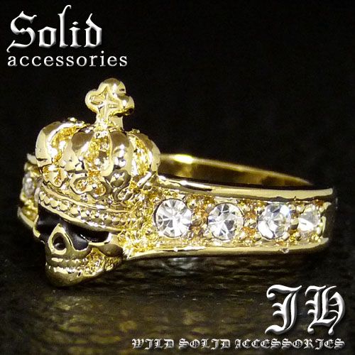 R232 новый продукт Crown Skull Kirameki .Glass высококлассный платина Gold RG обработка кольцо кольцо HIPHOP ho -тактный серия HR прозрачный Oniikei стиль ....13 номер 16 номер 19 номер модный 