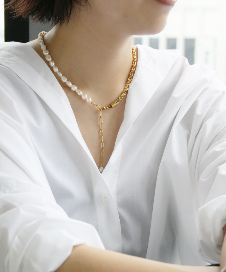 ネックレス レディース ステンレス 14k 14Kゴールドメッキ 金属