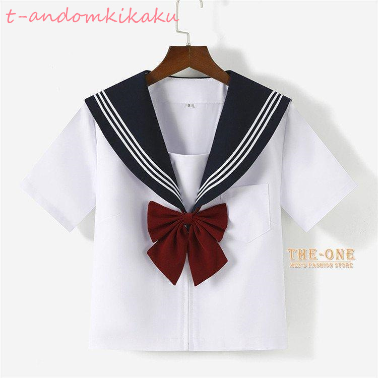  sailor suit short sleeves long sleeve blouse pleated skirt height length . knees height regular .. woman uniform single goods setup woman high school student JK uniform butterfly necktie attaching classical uniform 