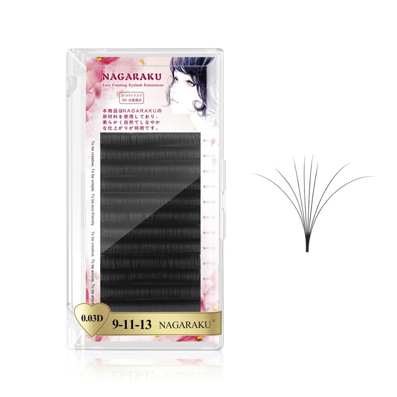 NAGARAKU Easy fan mega volume eyelashes extension eyelashes extensions 0.03 D Karl 9-11-13 millimeter mate Lumix 