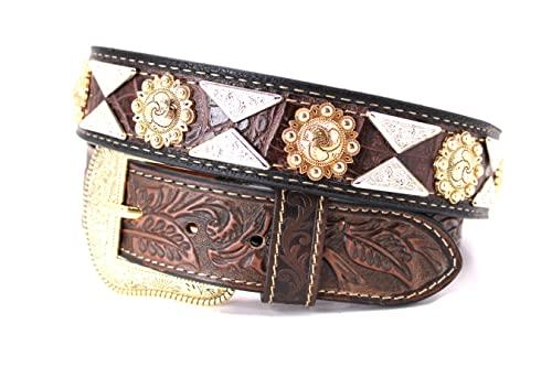 we Stan leather belt Gold Berry triangle shape. silver Conti . equipment ornament, 813a Gold Berry &amp; silver Conti .Cf Floral, M-32'