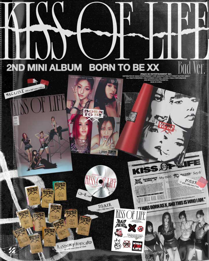 [11/9 Korea sale ]KISS OF LIFE Kiss ob life 2ND MINI Born to be XX 2 compilation Mini Jeury -nati bell is nru Korea music chart .. free shipping 