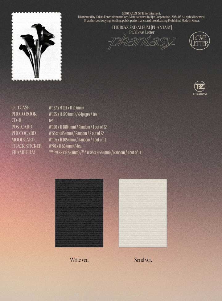 [3/19 Korea sale ][ reservation ]THE BOYZ The boys 2ND ALBUM[Phantasy_ Pt.3 Love Letter]2 compilation album Korea music Korea version free shipping 