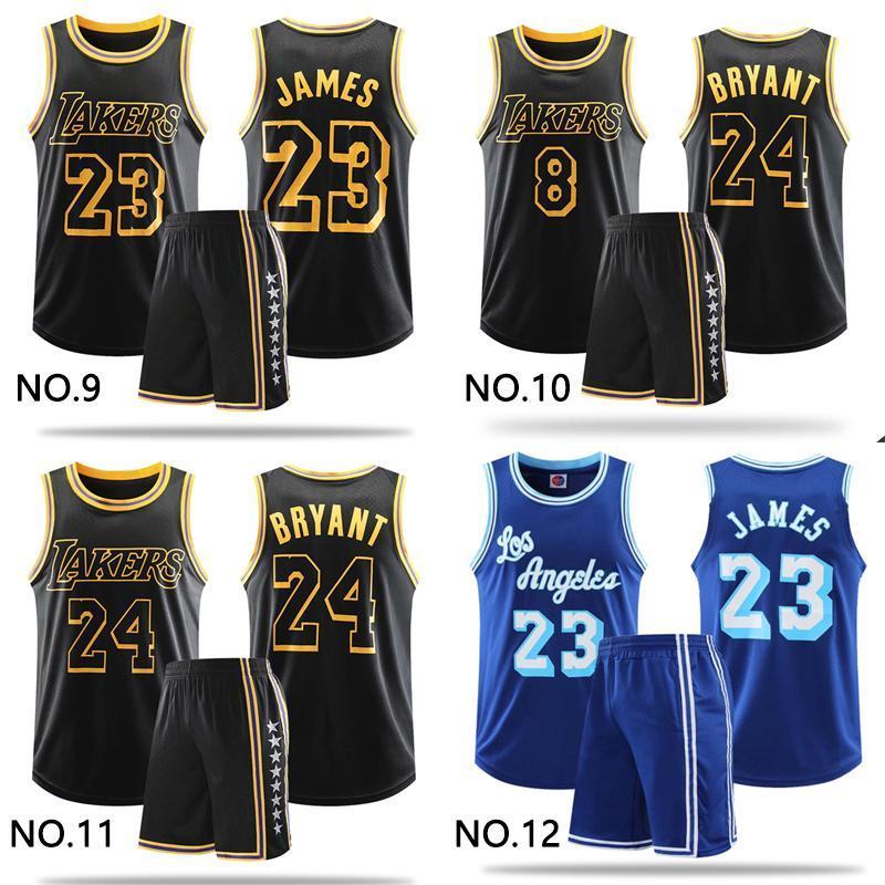NBA basketball wear Ray The Cars 24 number Junior reversible setup top and bottom set adult Kids tanker shorts summer race group clothes 