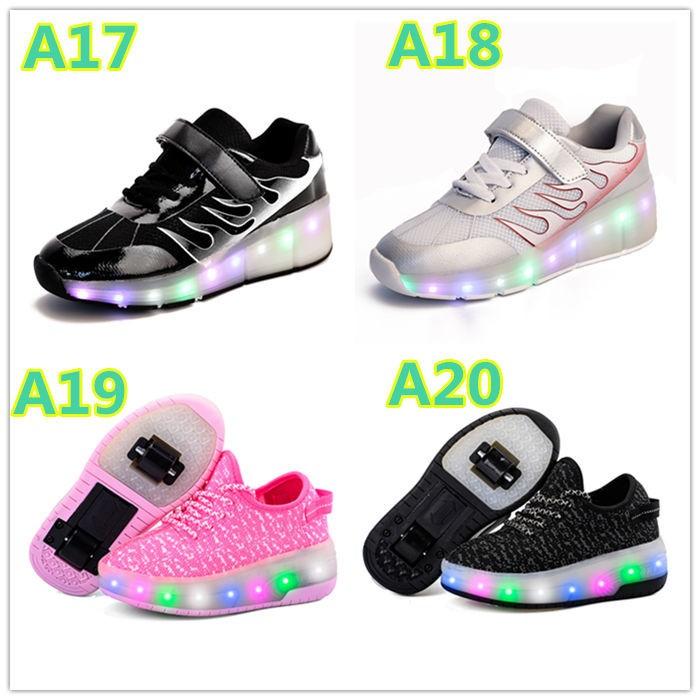  Kids спортивные туфли LED светится 2 колесо модель ролик skate ребенок взрослый ролик обувь для мужчин и женщин 