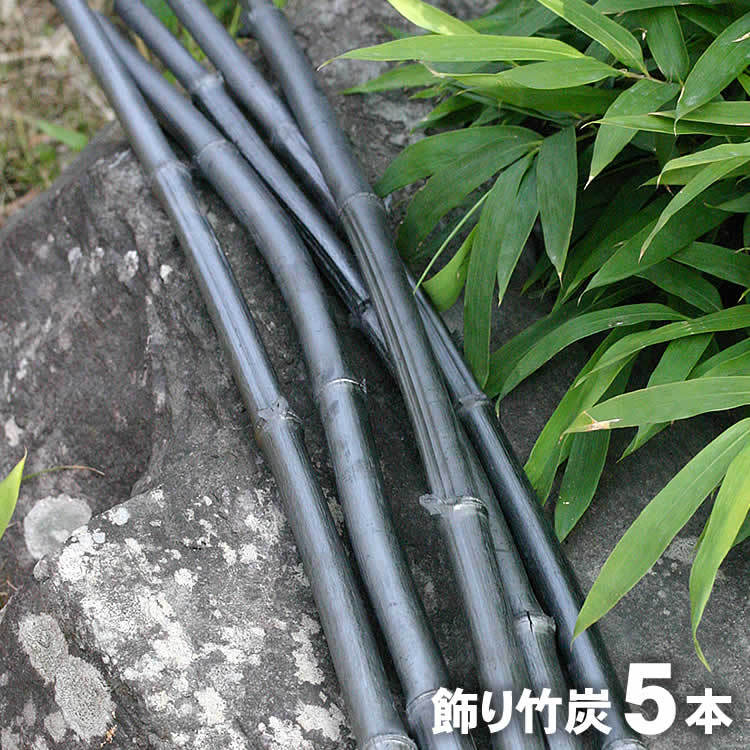 【日本唯一の虎斑竹100年計画】飾り竹炭（丸竹炭）5本