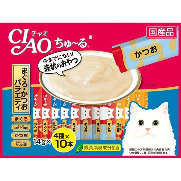 いなばペットフード いなば チャオ CIAO ちゅ～る まぐろ・かつおバラエティ SC-132（14g×40本）×8個 CIAO（いなばペットフード） 猫用おやつの商品画像