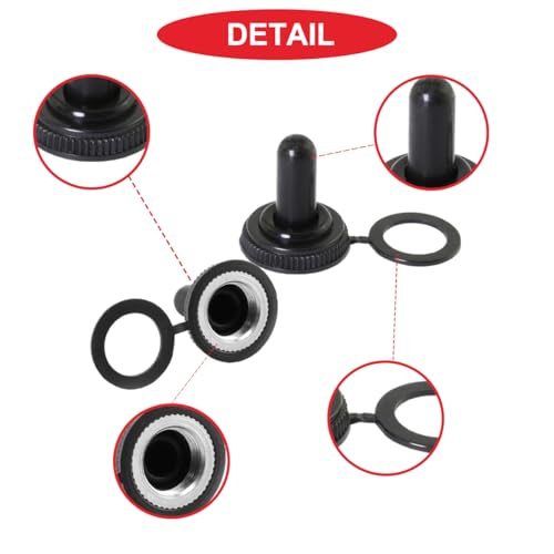 MKBKLLJY 10 piece entering 12mm/0.47 -inch mounting hole attaching black color waterproof dustproof rubber boots cover mostly. toggle locker switch for weather resistant protector 