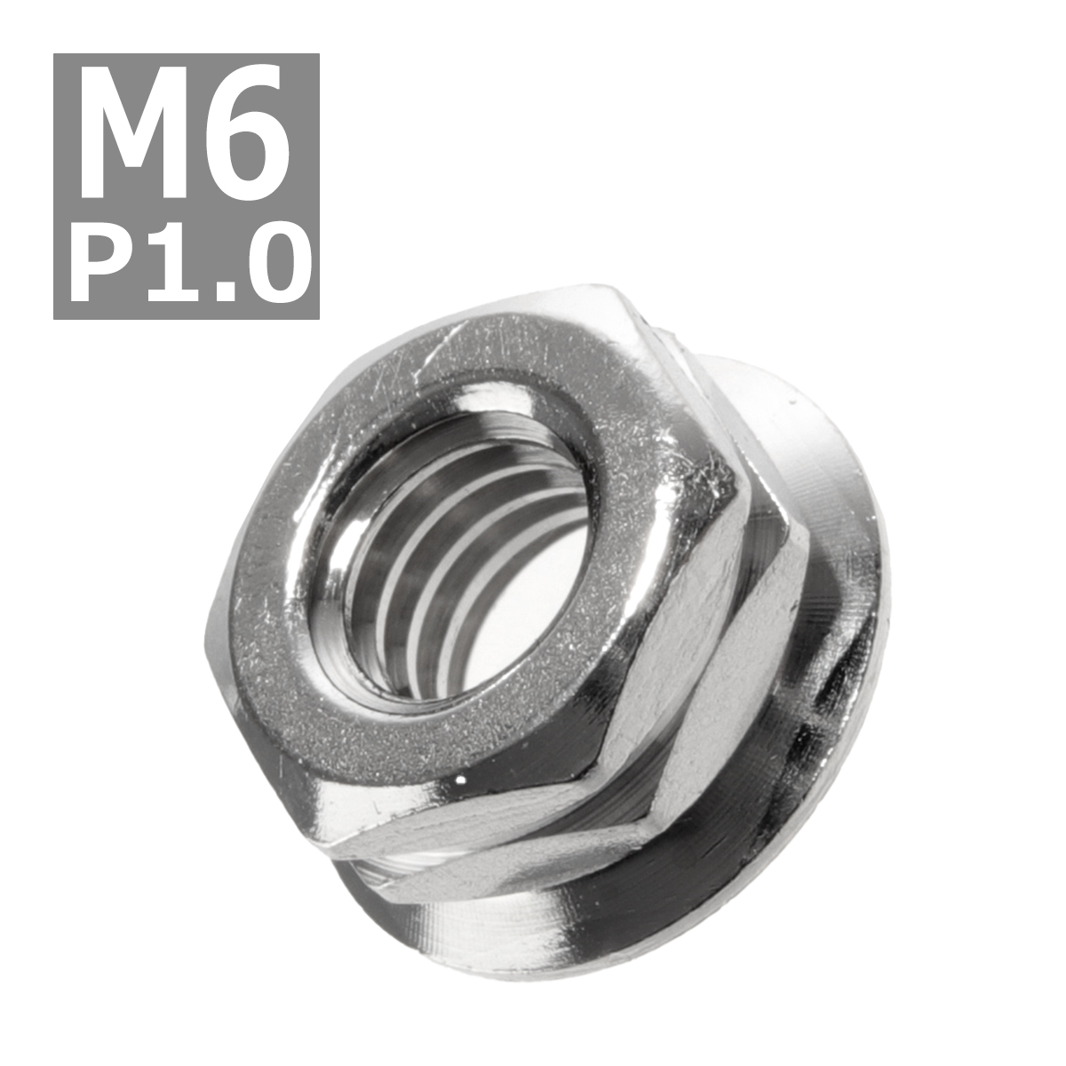  фланец гайка M6 P1.0 боковой вырез нержавеющая сталь серебряный 1 шт TF0070