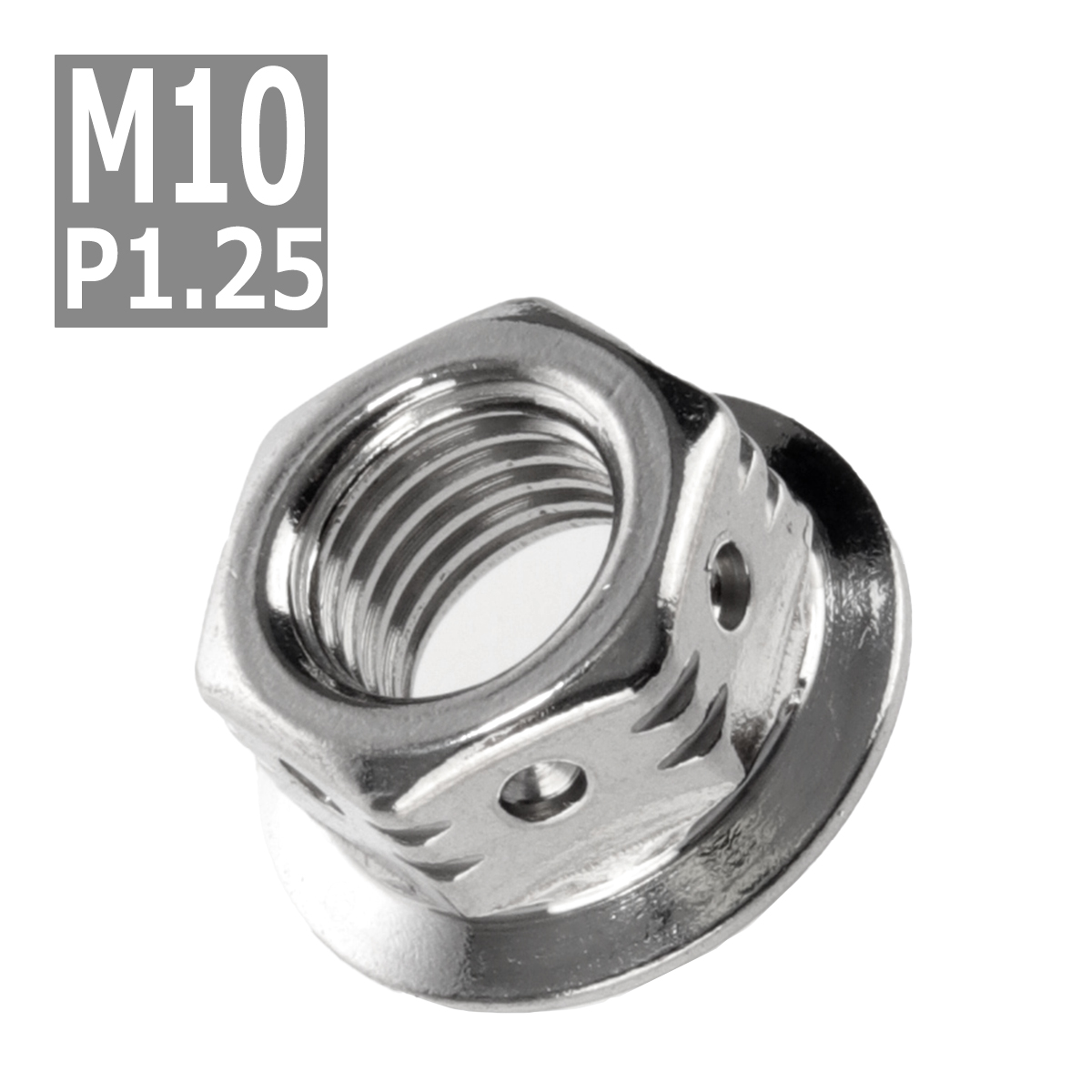  фланец гайка M10 P1.25 боковой отверстие нержавеющая сталь серебряный 1 шт TF0090