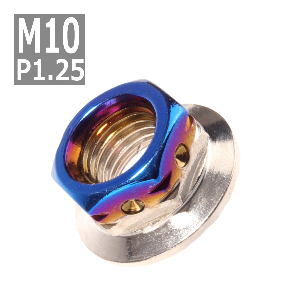  фланец гайка M10 P1.25 боковой отверстие нержавеющая сталь серебряный голубой 1 шт TF0115