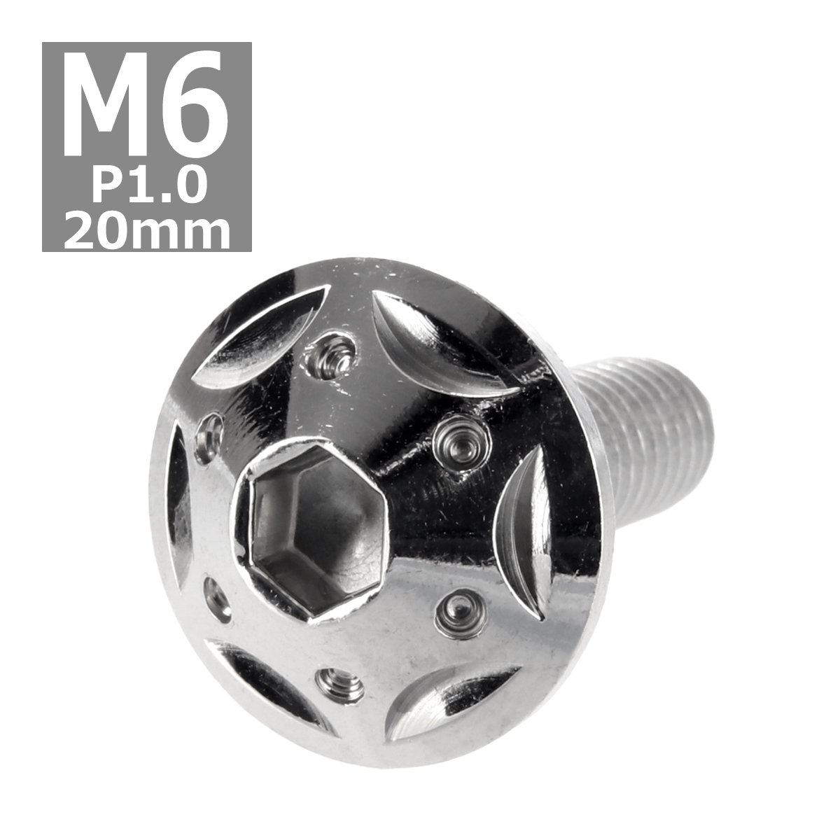  кнопка болт M6×20mm P1.0 Star отверстие head нержавеющая сталь серебряный 1 шт TR0221