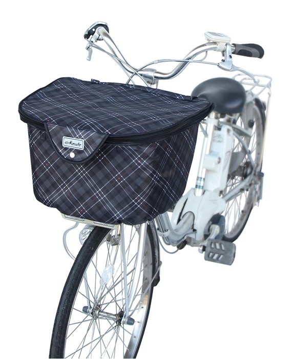 4516076005895 MARUTO large . guarantee factory bicycle for front basket cover thick 150 Denier front basket cover check gray water repelling processing settled luggage. .. go in 