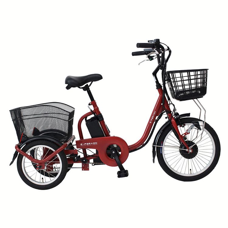 ミムゴ E-PARTON ロータイプ電動アシスト三輪自転車 BEPN18 （ブリックレッド）の商品画像