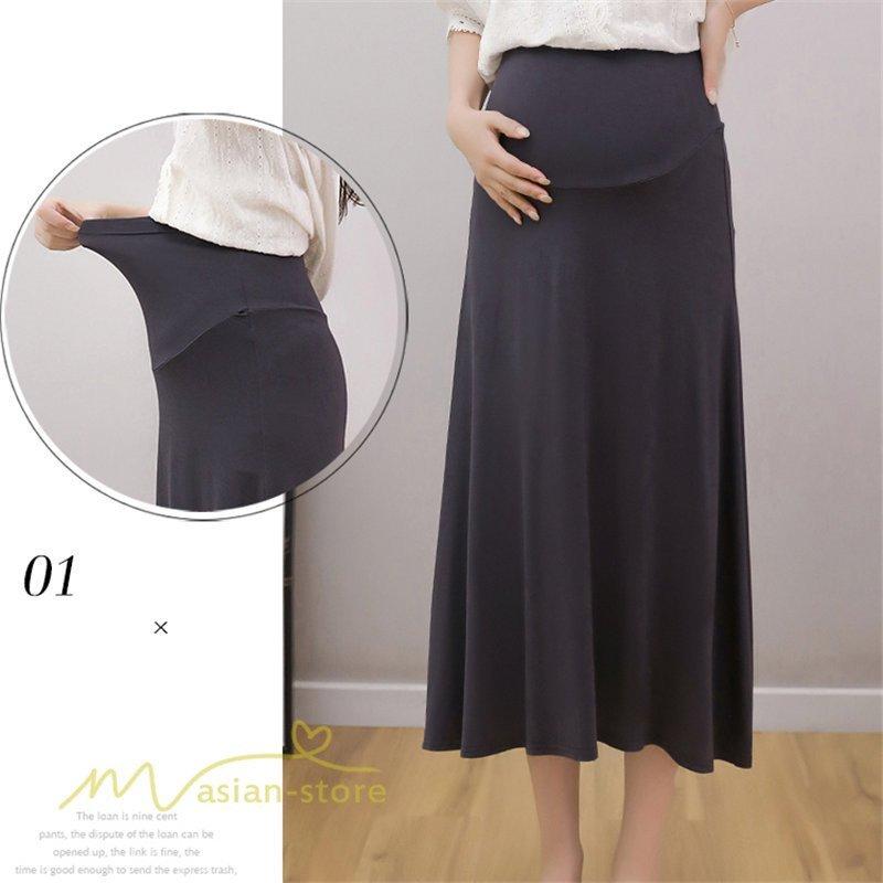  lady's A line skirt maternity skirt long height maternity wear .. clothes casual body type cover spring summer maternity skirt waist adjustment easy 