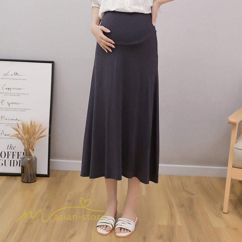  lady's A line skirt maternity skirt long height maternity wear .. clothes casual body type cover spring summer maternity skirt waist adjustment easy 