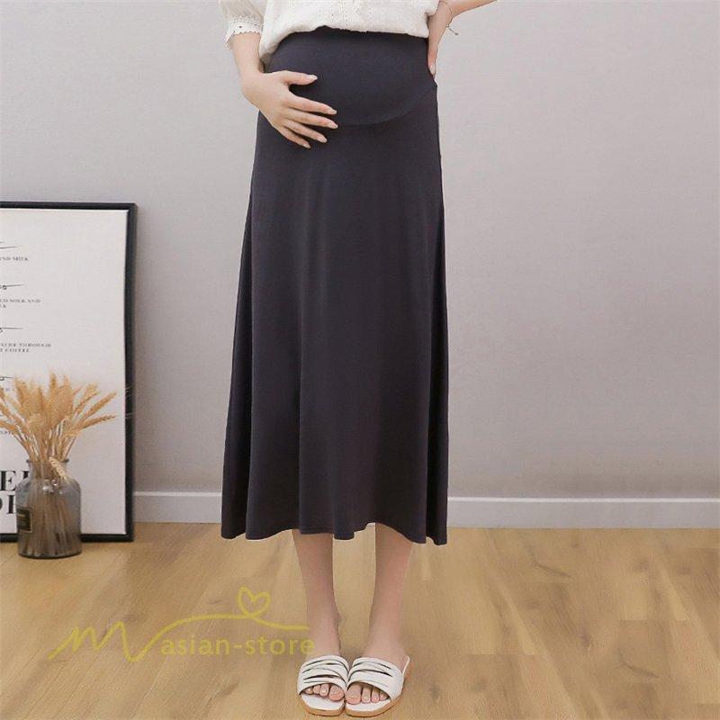  lady's A line skirt maternity skirt long height maternity wear .. clothes casual body type cover spring summer maternity skirt waist adjustment easy 