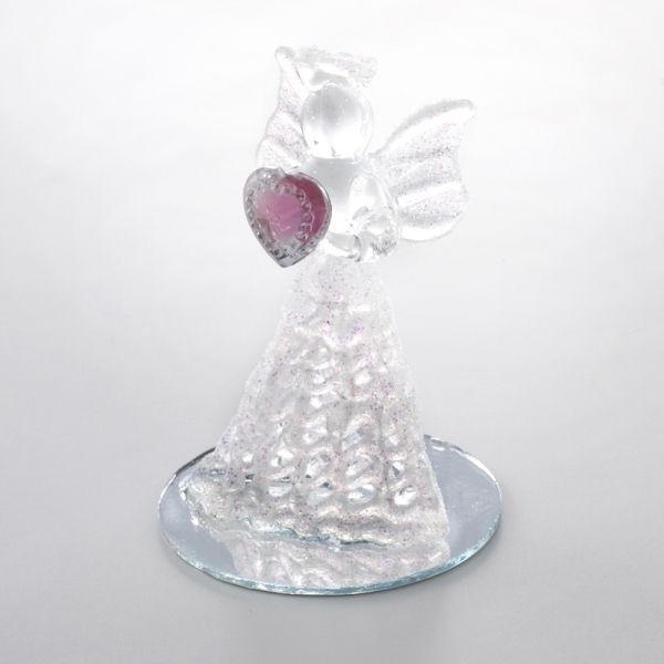 天使 置物 グラスエンジェル ガラス製 オブジェ ハート ディスプレイ