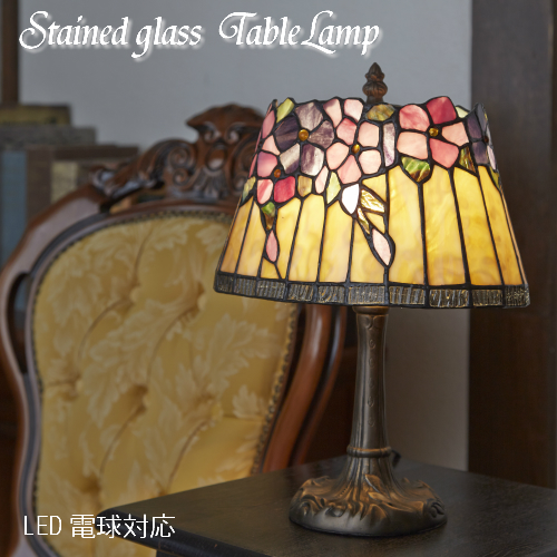 配送員設置送料無料 ステンドグラスランプ おしゃれ クレマティス 花柄 卓上ライト 間接照明 アンティーク ランプ おしゃれステンドグラス スタンド Distribuidoraplus Com