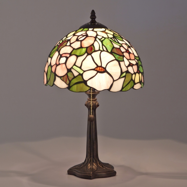 輝く高品質な ステンドグラスランプ おしゃれ アネモネ 花柄 グリーン系 アンティーク 綺麗 卓上ライト ステンドグラス お洒落 インテリア Lubarol Com