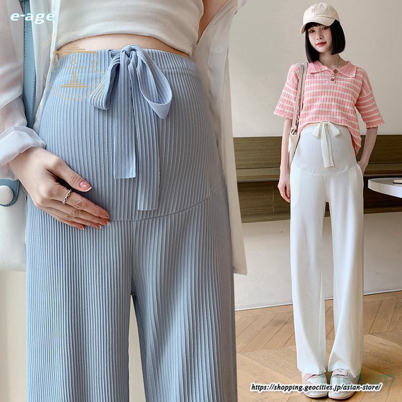  maternity pants summer pants lady's bottoms summer clothing pleat pants ..... feeling pocket ribbon attaching wide pants adjustment pregnancy production front postpartum .. mama pants 