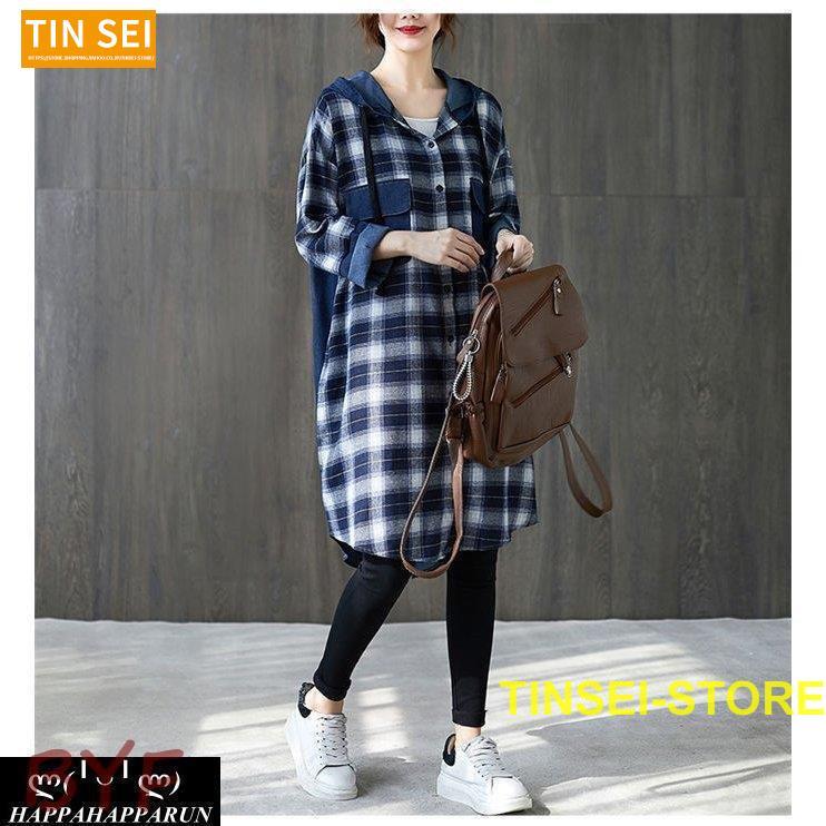  trench coat lady's spring coat long sleeve long height check pattern Denim feather woven large size easy put on .. commuting office casual beautiful . spring autumn 